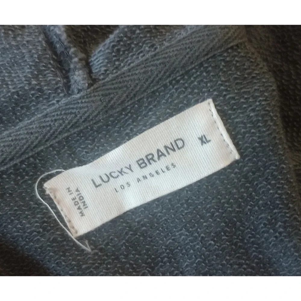 Lucky Brand Womens Gray Lace Crochet Full Zip Hoodie Boho Cotton Sweatshirt XL - Picture 4 of 5